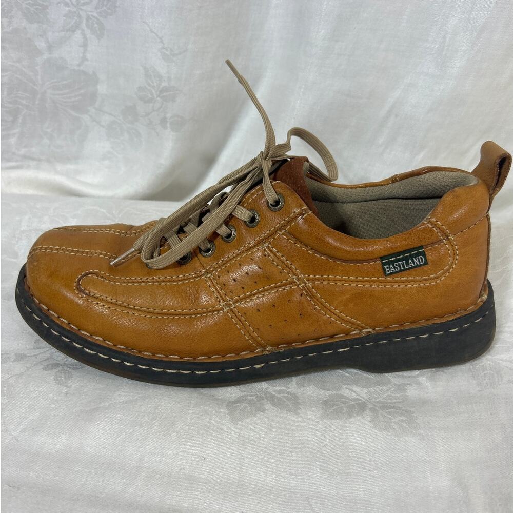 Eastland Leather Lace Up Oxfords 9.5M Tan Y2K Chunky Academia